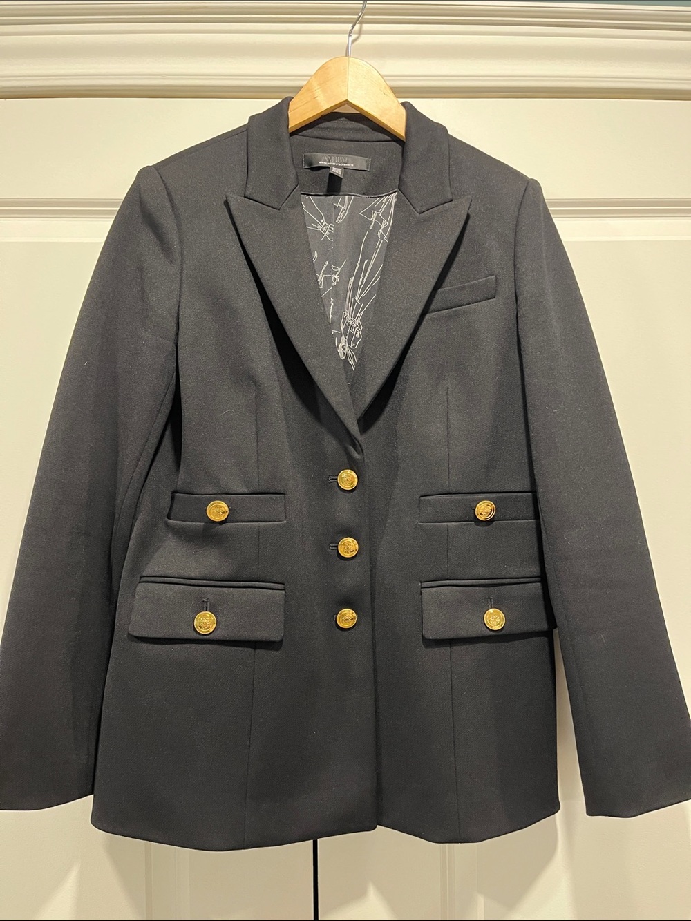 White House Black Market Black Blazer with Gold Buttons